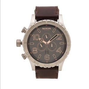Nixon 51-30 Chrono Leather in Gray / Rose Gold